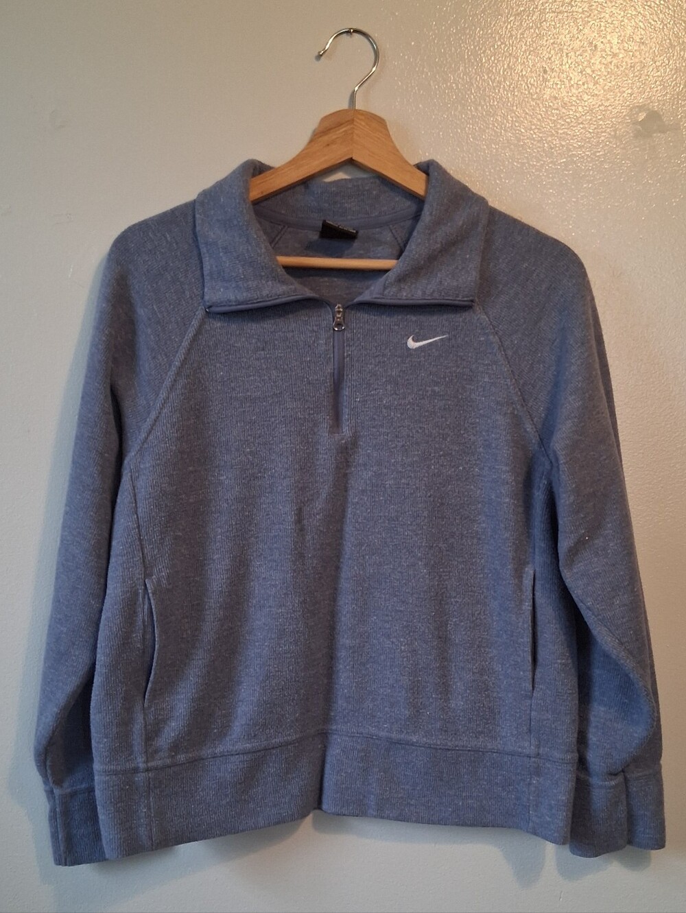 Nike Blue Quater Zip Pullover Sweatshirt Cotton & Poly Mix